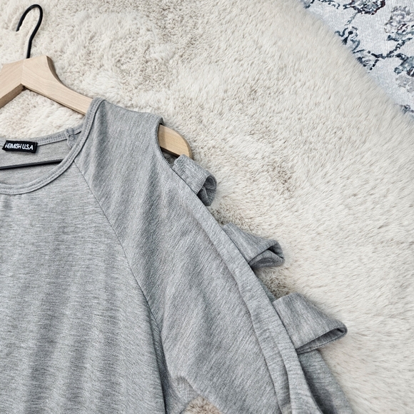 Heimish Long Sleeve Gray Ladder Cutout Sweater Pullover XL - Picture 5 of 7